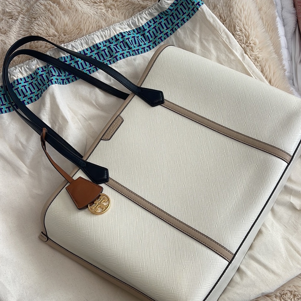 Tory Burch Perry Colorblock Triple Compartment Leather Tote